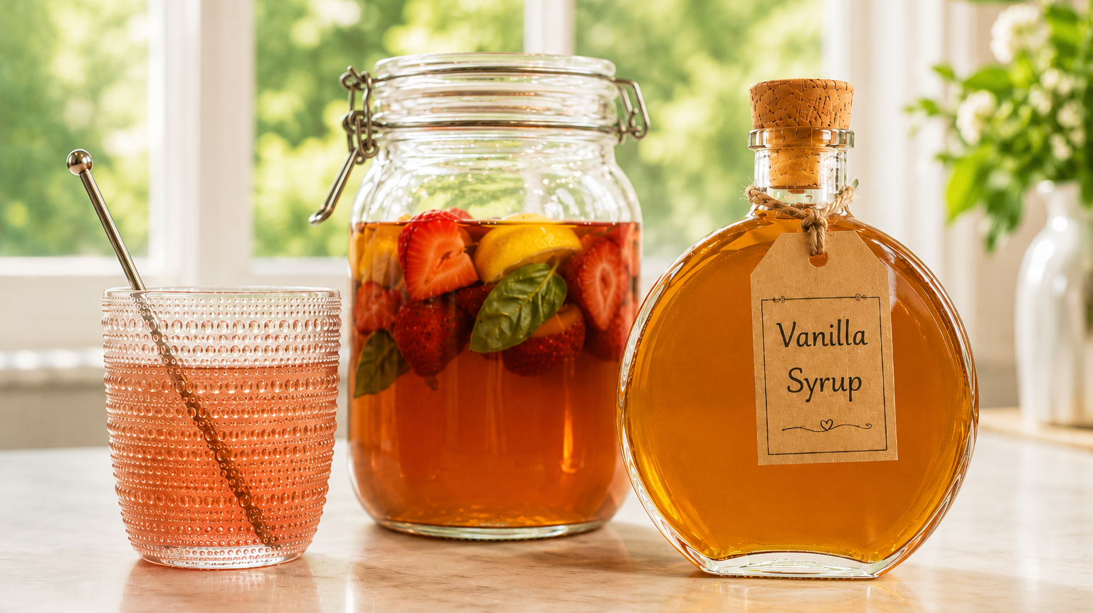 Strawberry Basil Vanilla Cold Brew Tea
