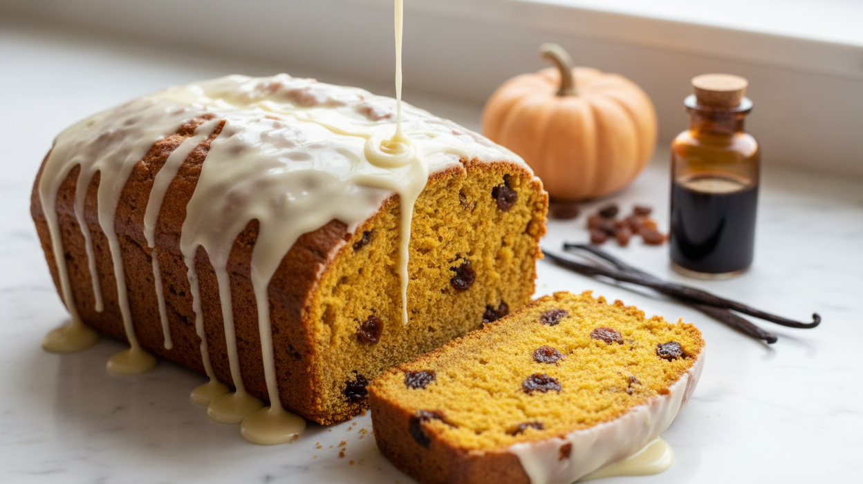 Angelina's Glazed Pumpkin Raisin Bread