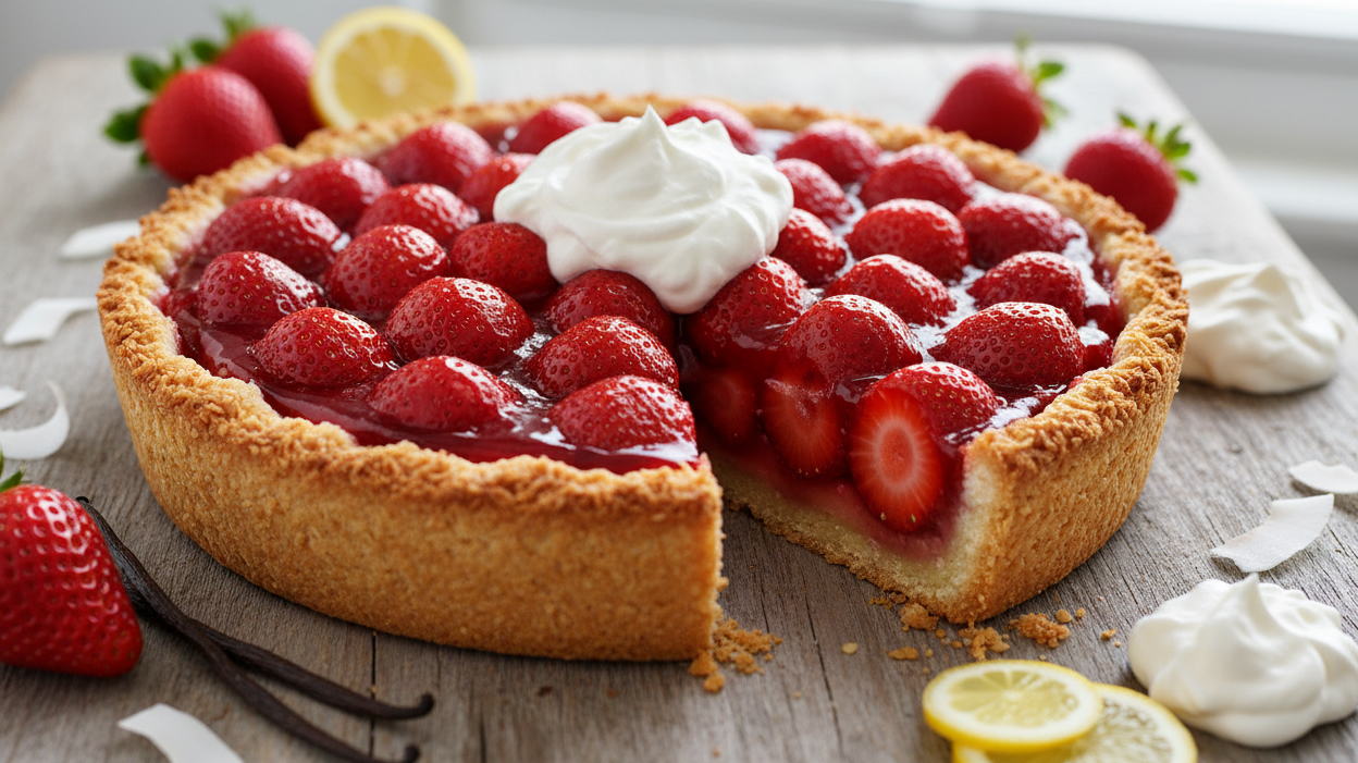 Aunt Ilene's Fresh Strawberry Pie With a Coconut Shortbread Crust