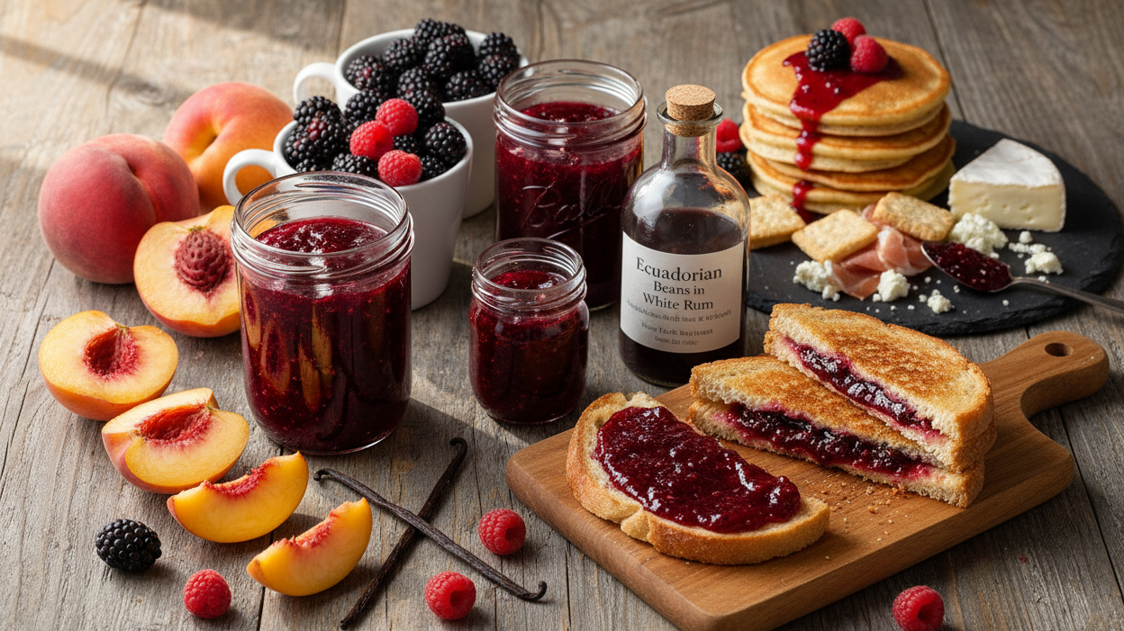Peach Blackberry (or Raspberry) Vanilla Jam