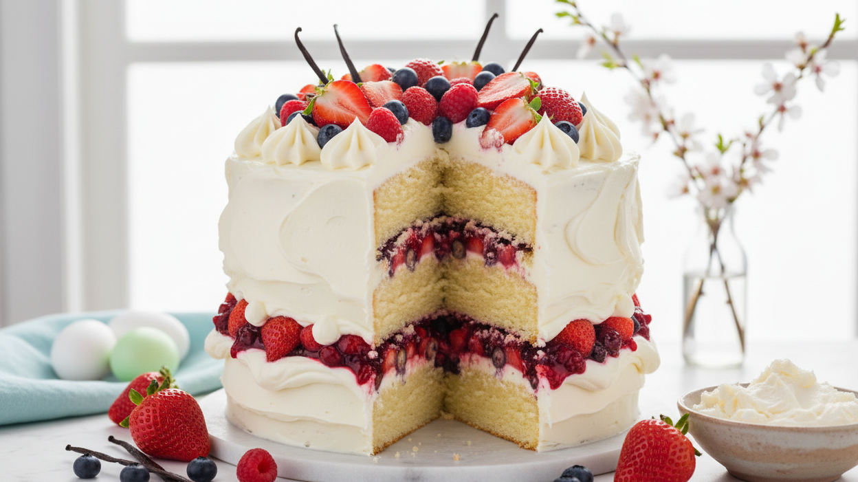 Vanilla Berry Mascarpone Cake