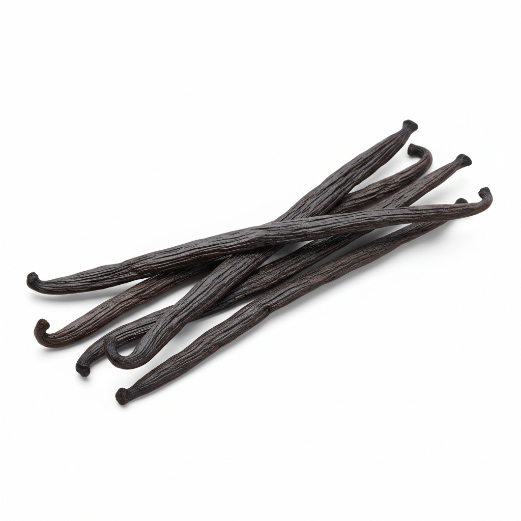 Niue Vanilla Beans - The Alofi - Grade A, high-quality vanilla beans displayed aesthetically.