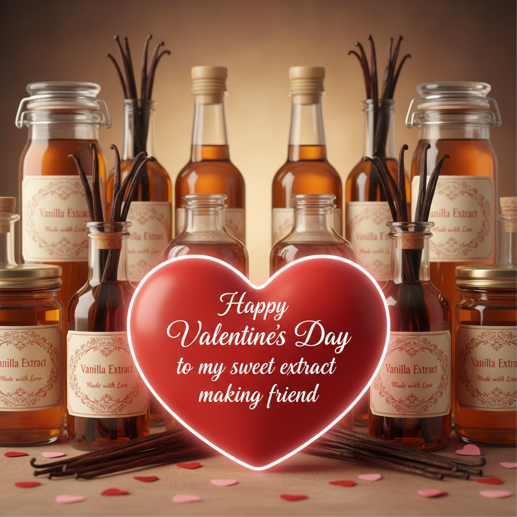 Centered Valentine's Day card with vanilla extract