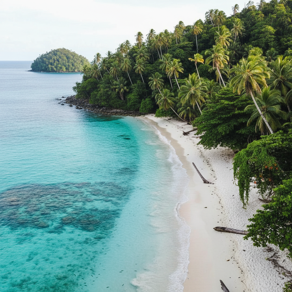 Lush tropical Papua New Guinea beach
