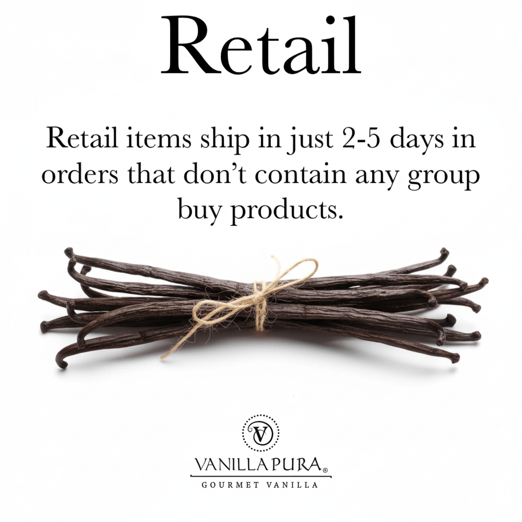 Retail Costa Rican Vanilla Planifolia beans bundled with twine, shipping in 2-5 days without group buy products.