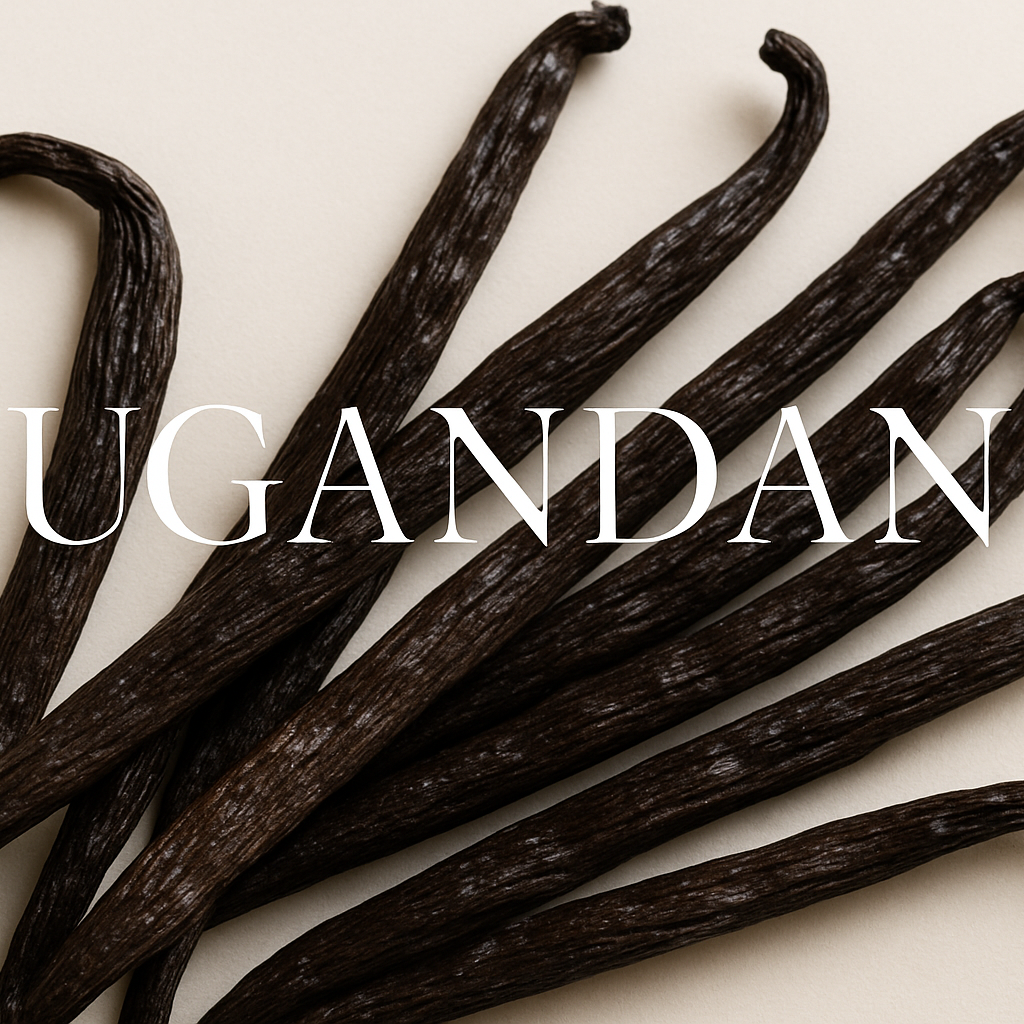 Ugandan Vanilla Beans with Elegant Text