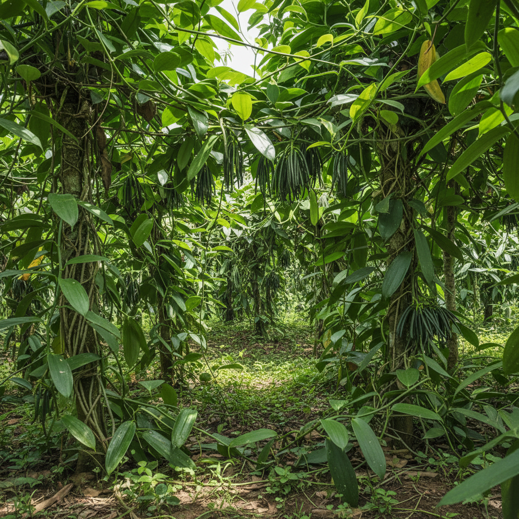 Ugandan Vanilla Vines Growing