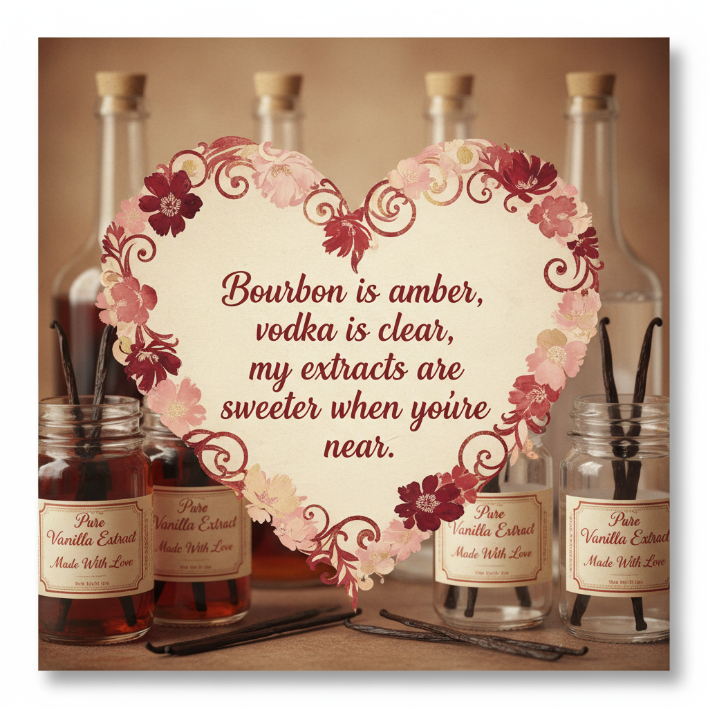 Valentine's card with labeled extract jars