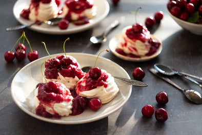 Perfect Pavlova with Red Wine Cherry Compote