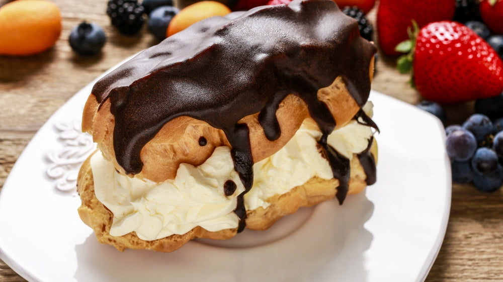 Chocolate eclairs with vanilla bean pastry cream