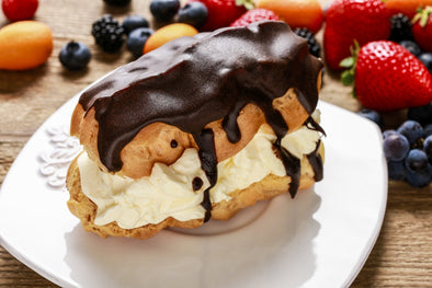Chocolate eclairs with vanilla bean pastry cream