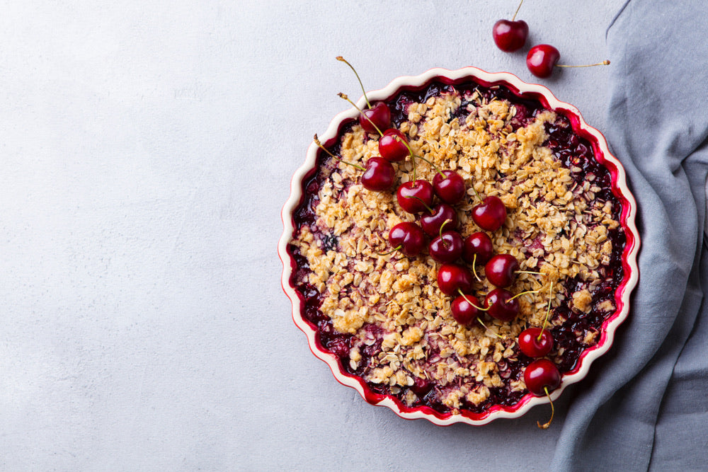 Cherry Crisp with fresh cherries
