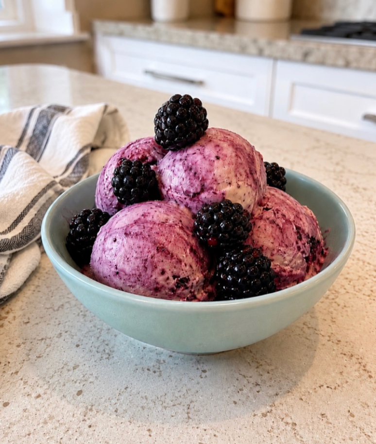 Blackberry Vanilla No-Churn Ice Cream