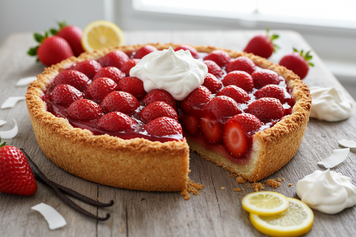 Aunt Ilene's Fresh Strawberry Pie With a Coconut Shortbread Crust