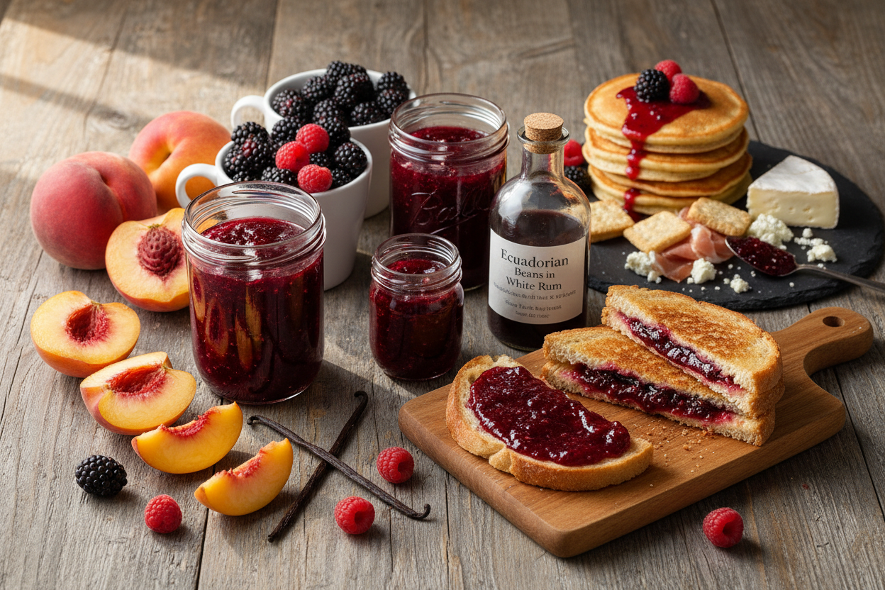 Peach Blackberry (or Raspberry) Vanilla Jam