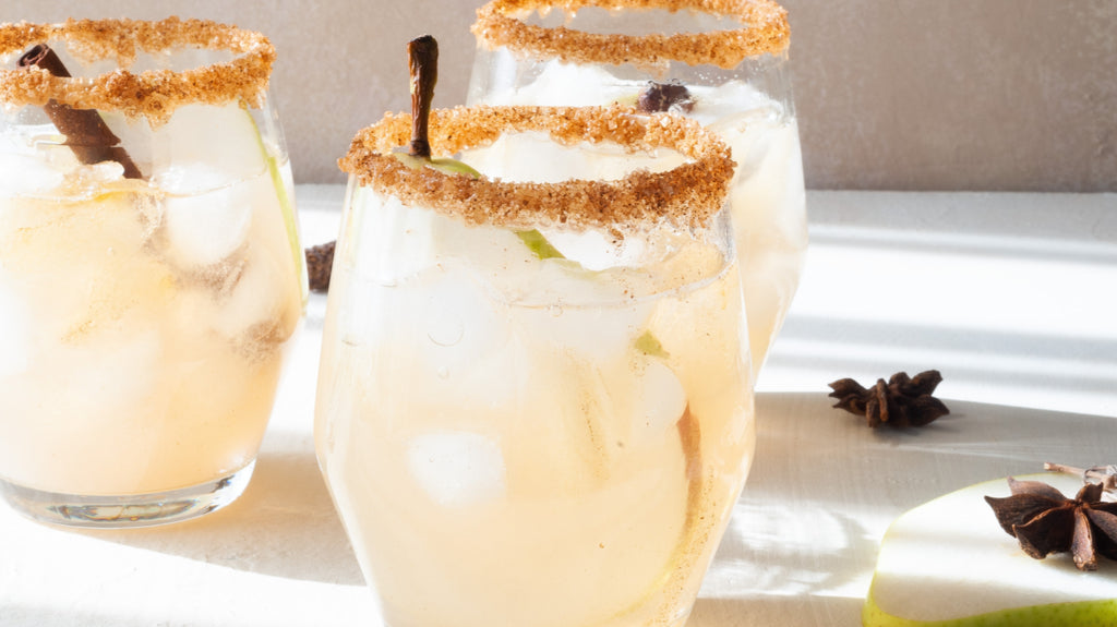 Vanilla Maple Roasted Pear Sparkling Cocktails