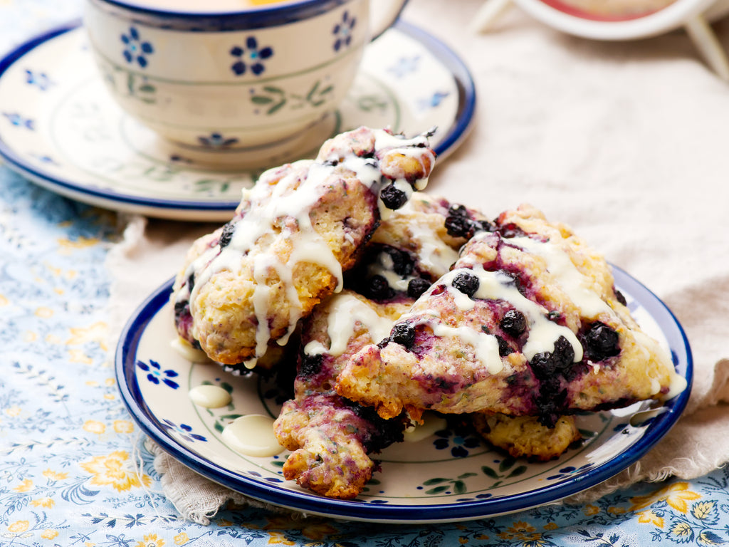 Blueberry Scones with Vanilla Bean Icing
