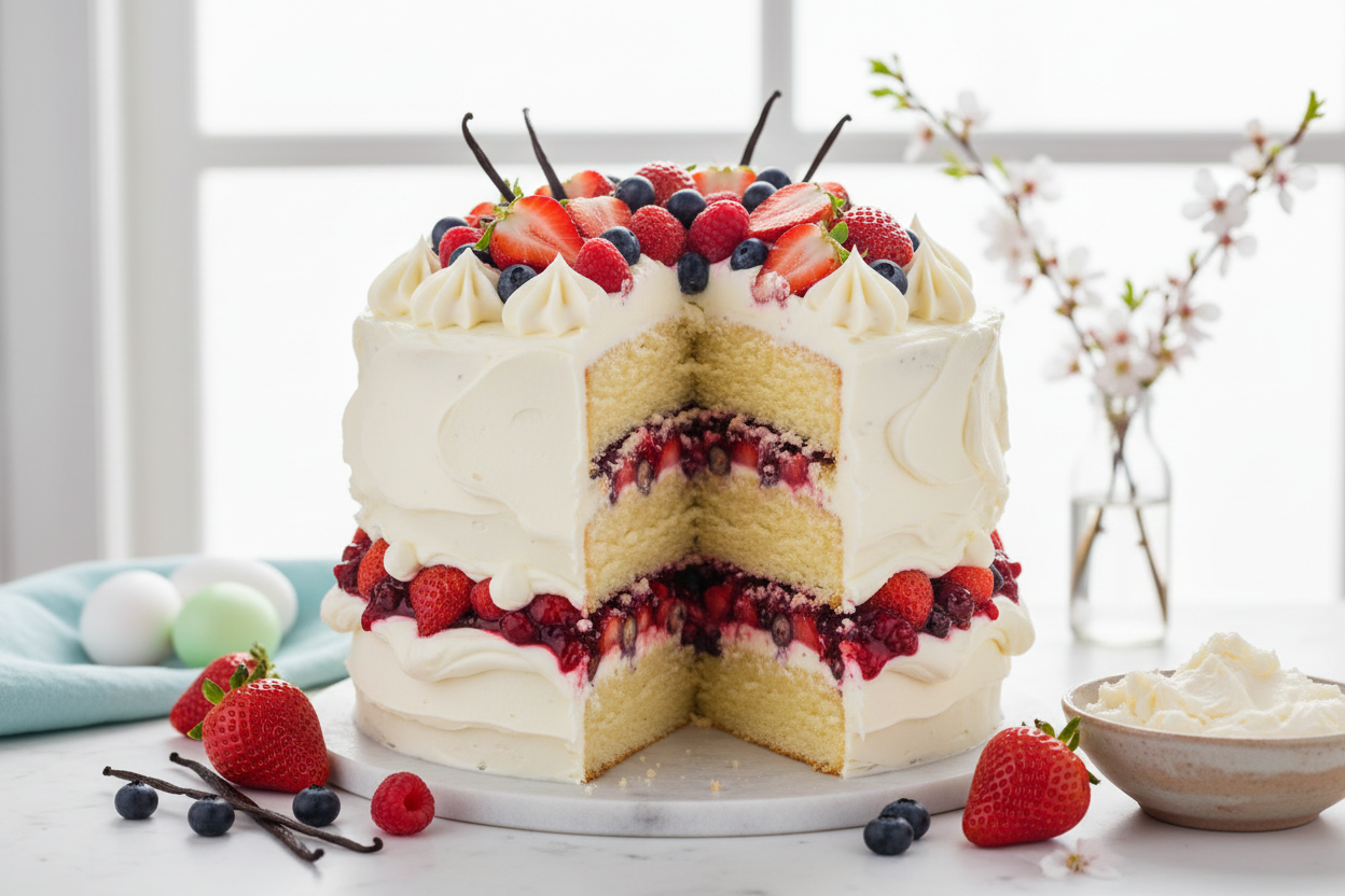 Vanilla Berry Mascarpone Cake
