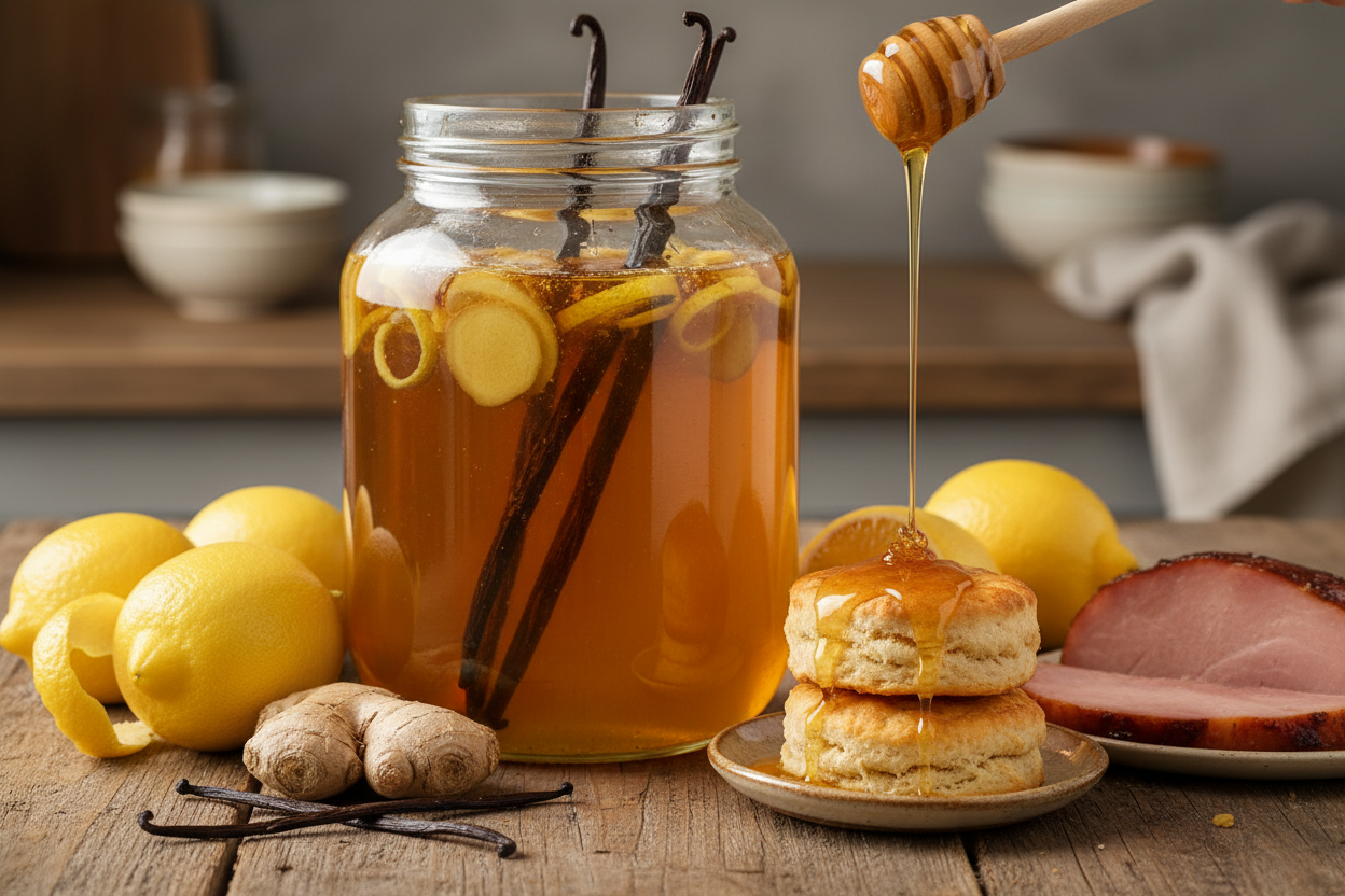 Vanilla, Lemon & Ginger Infused Honey