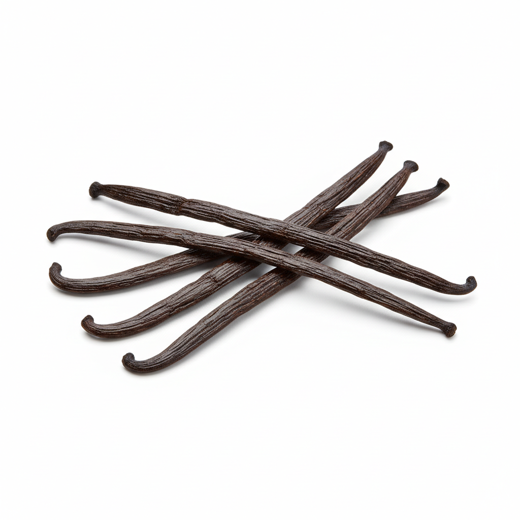 4 vanilla beans in a pile