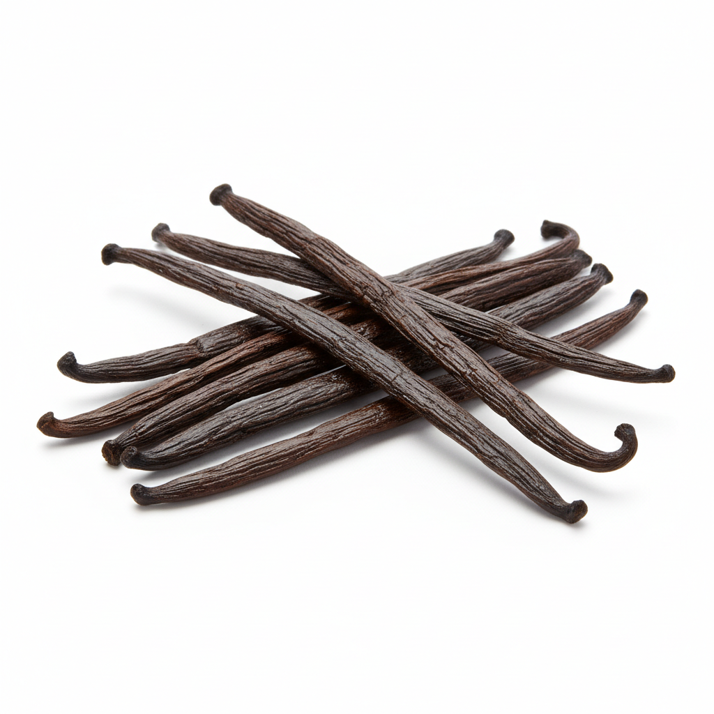 7 vanilla beans in a pile