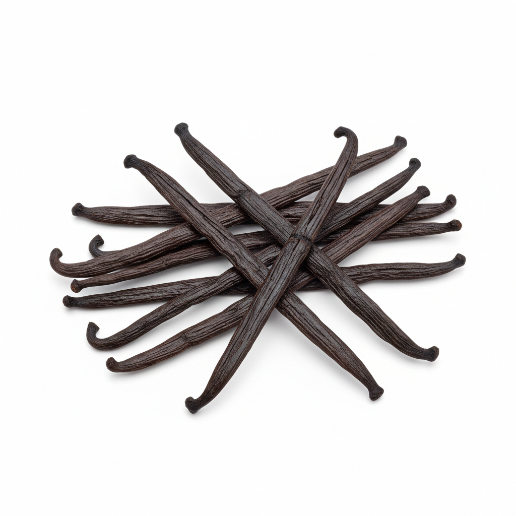 9 vanilla beans in a pile