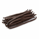 Pile of 14 vanilla beans laying horizontally