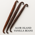 Square format Alor Island vanilla beans with distinctive coloring