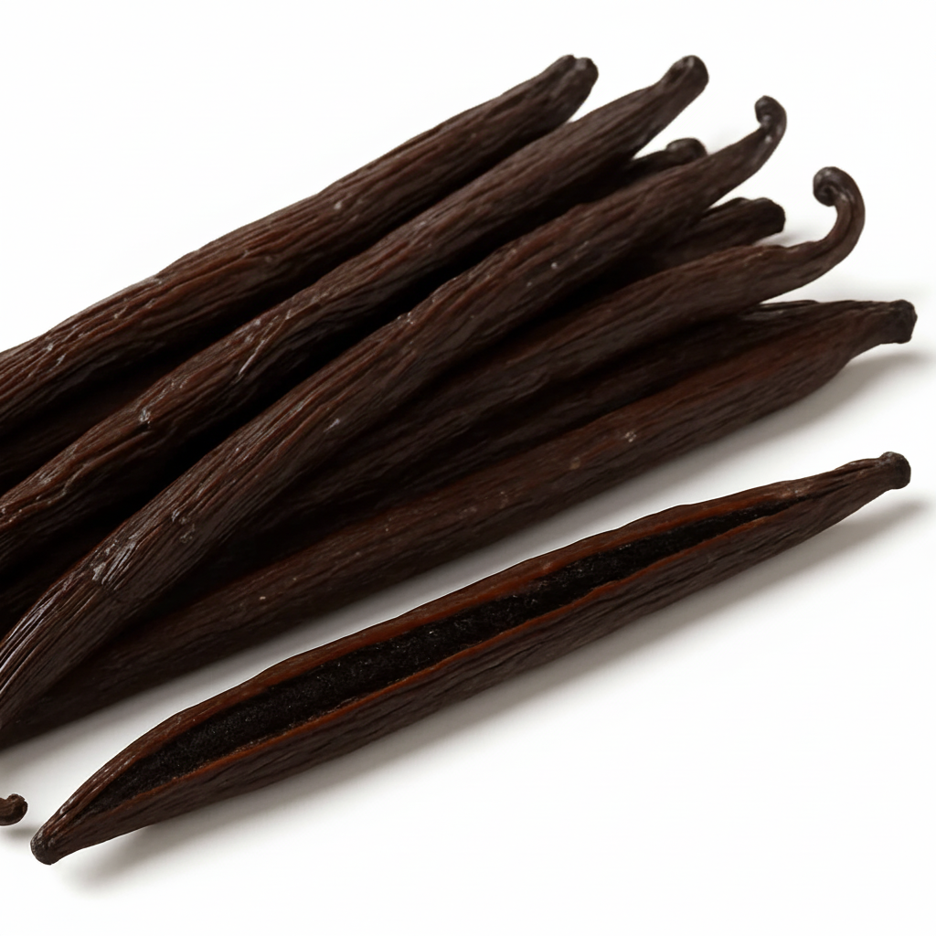Vanilla Beans on Pure White Background
