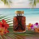 Vanilla extract in decorative jar - island setting