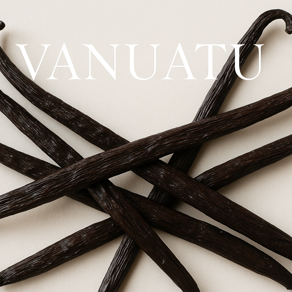 Vanuatu Vanilla Beans with Elegant Text