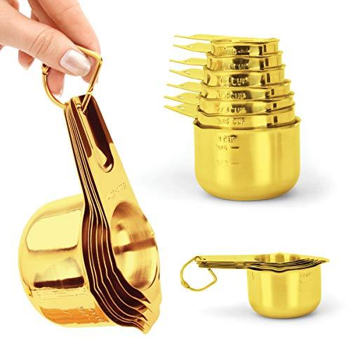 Measuring Cups - Heavy Duty Stainless Steel Gold Set of 7 (Retail)