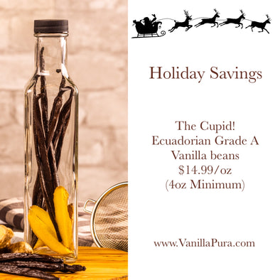 The Cupid! Co-Op Ecuadorian Vanilla Beans - For Vanilla Extract Making & Baking Grade-A