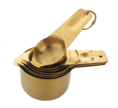 Measuring Cups - Heavy Duty Stainless Steel Gold Set of 7 (Retail)