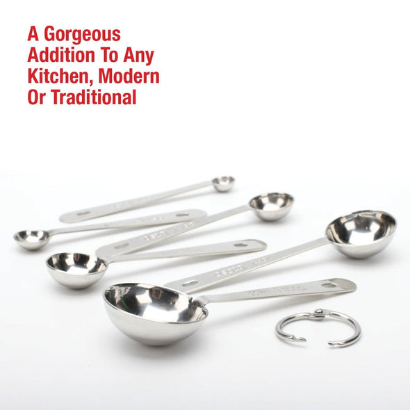 Measuring Spoons - Round Stainless Steel Set of 6 (Retail)